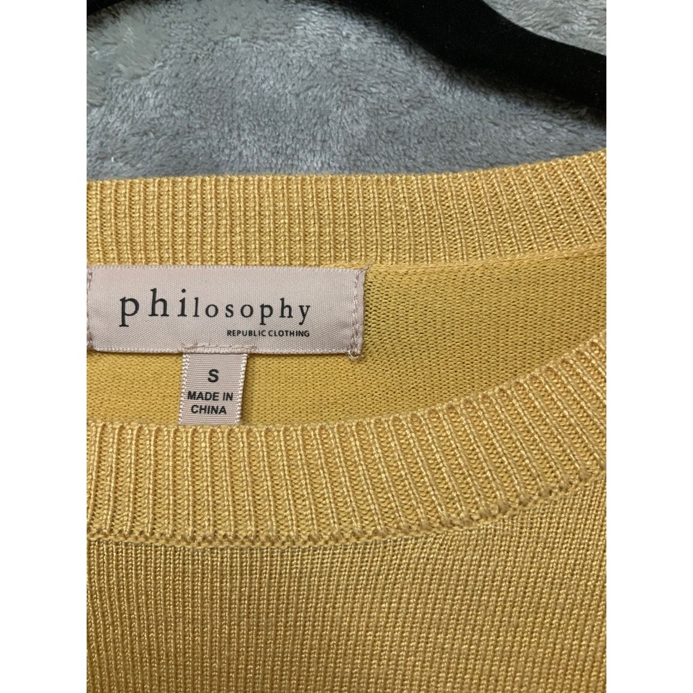 Philosophy Republic Clothing Mustard Yellow Gold Button Cuff Sweater Women Small - Picture 2 of 7